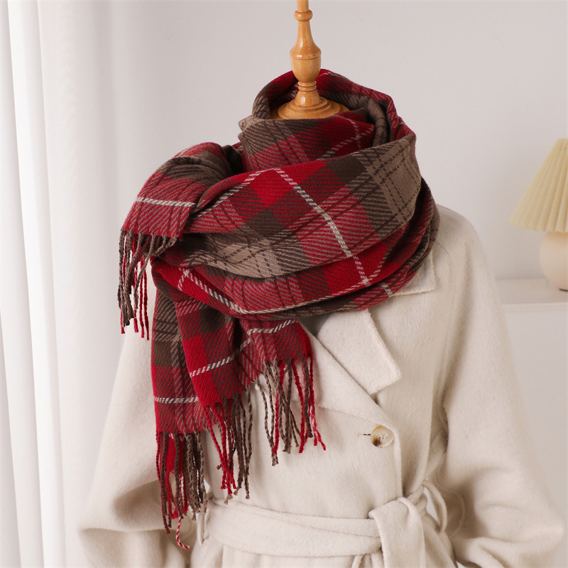 Pashmina Wrap Large - Luxury Plaid Winter Warm Scarf for