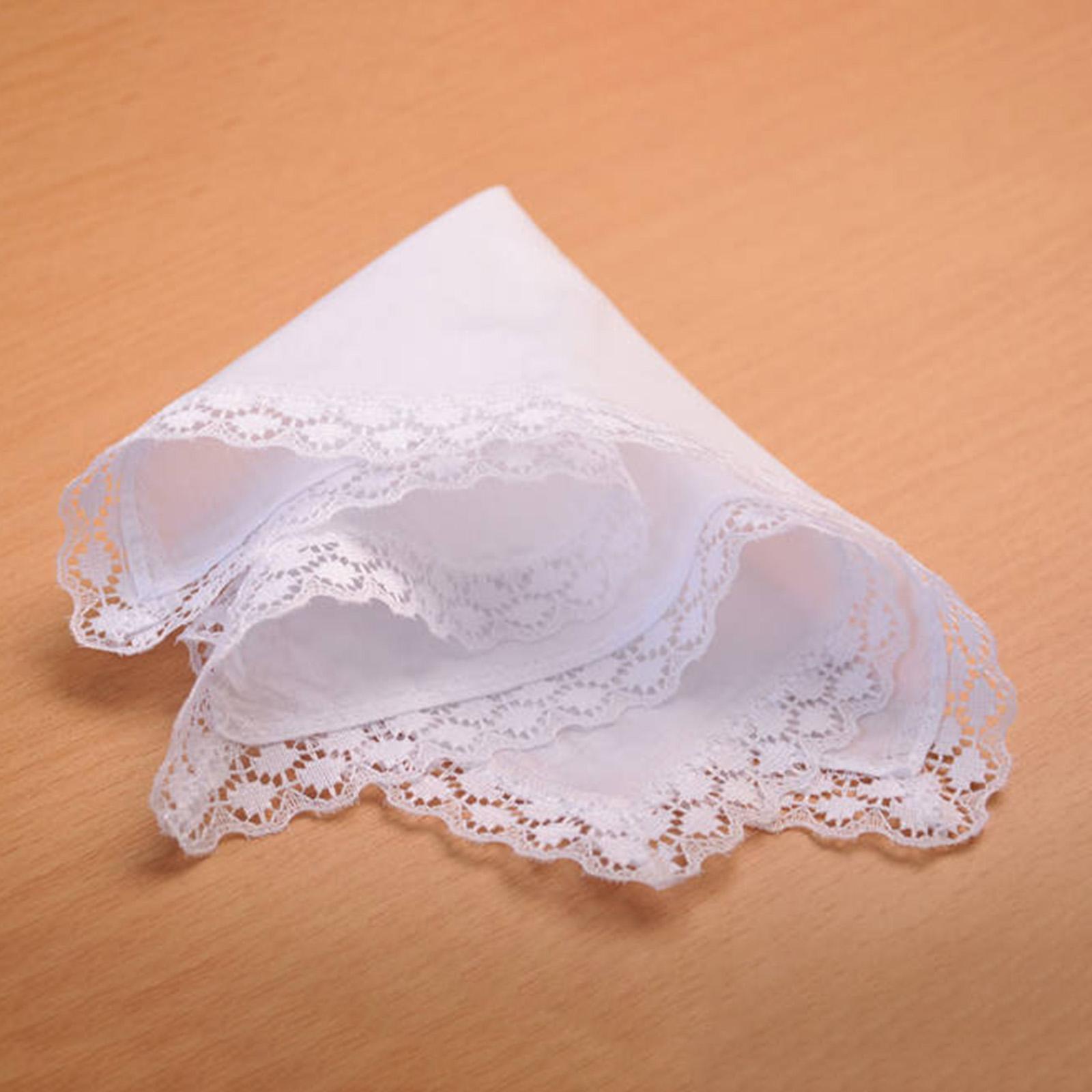6x Pure White Lace Handkerchie - Handkerchief Cotton Men recension och pris
