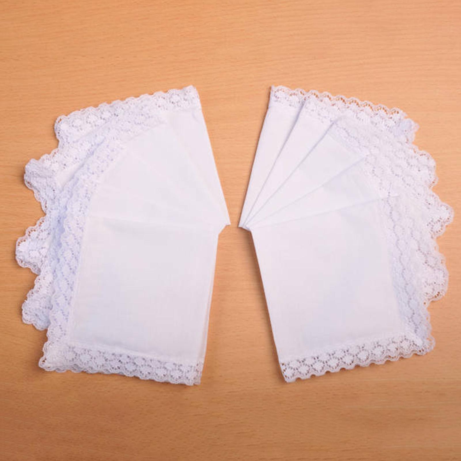 6x Pure White Lace Handkerchie - Handkerchief Cotton Men recension och pris