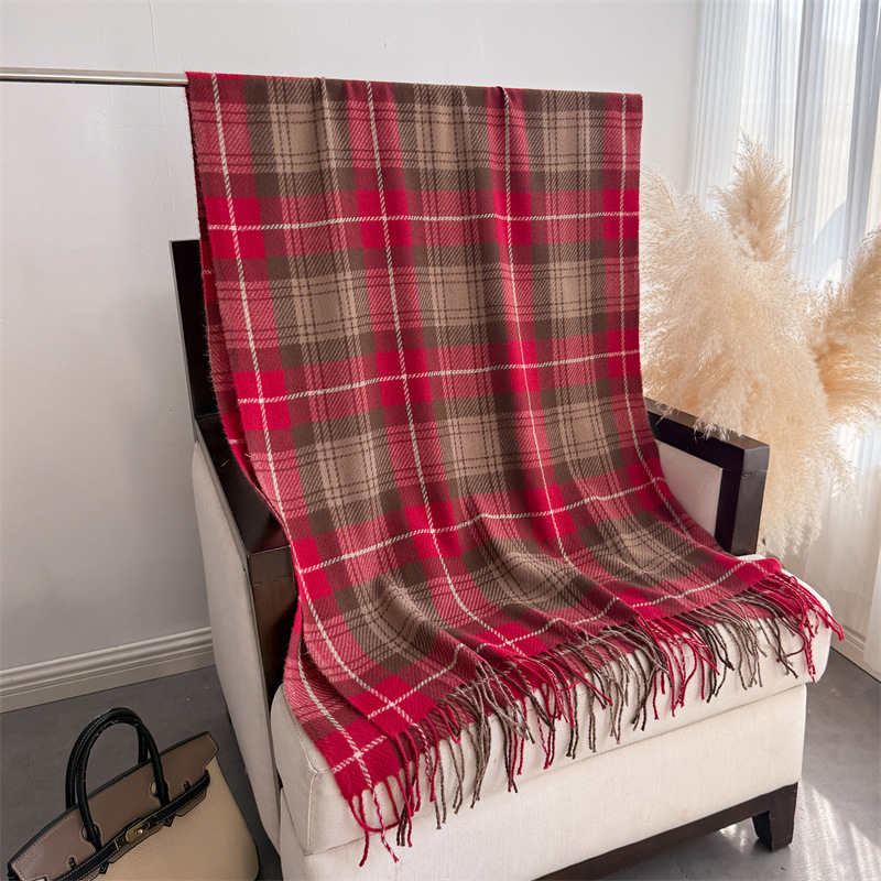 Luxury Plaid Winter Warm Scarf - Pashmina Wrap Large recension och pris