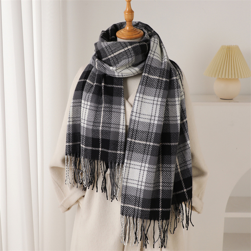 Luxury Plaid Winter Warm Scarf - Pashmina Wrap Large recension och pris