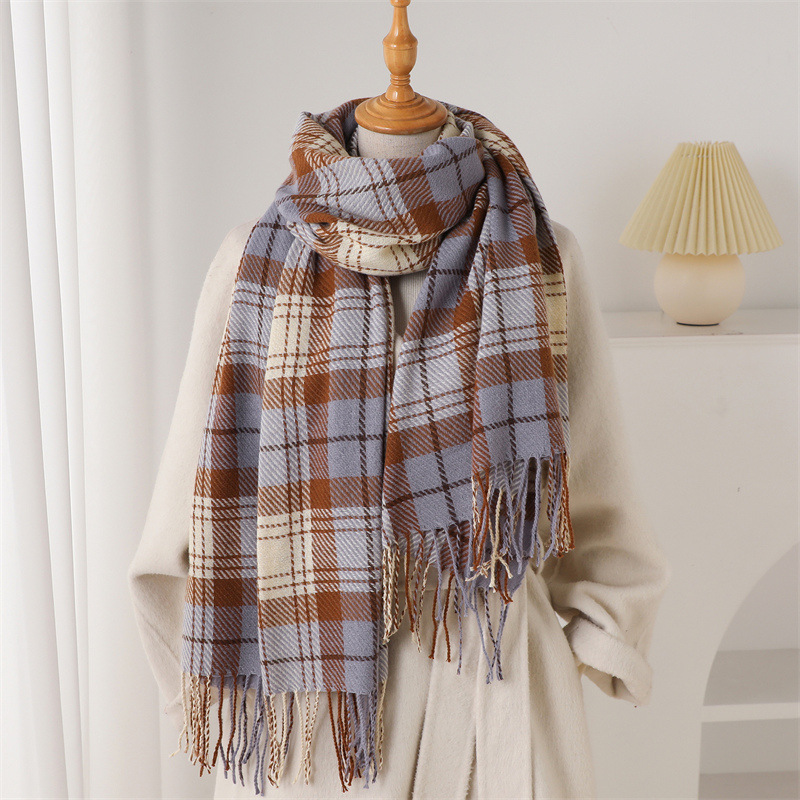 Luxury Plaid Winter Warm Scarf - Pashmina Wrap Large recension och pris