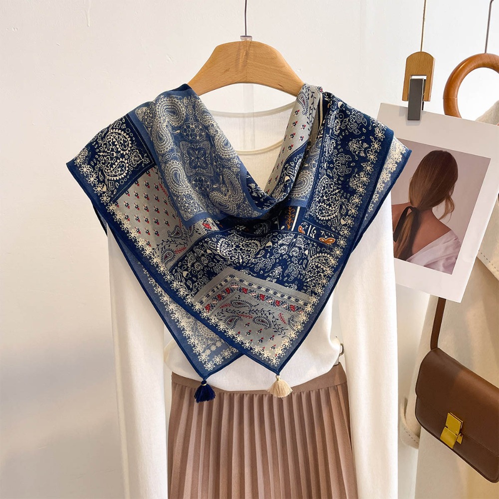 Tassel Scarf Women Square Cott - Ascot Neck Scarf recension och pris