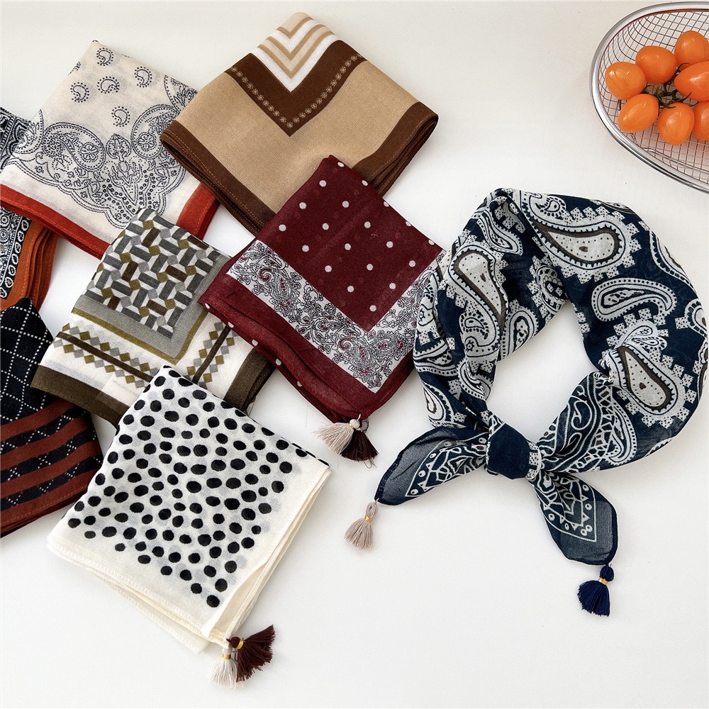 Vintage Tassel Square Scarf Wo - Bandana Cotton recension och pris