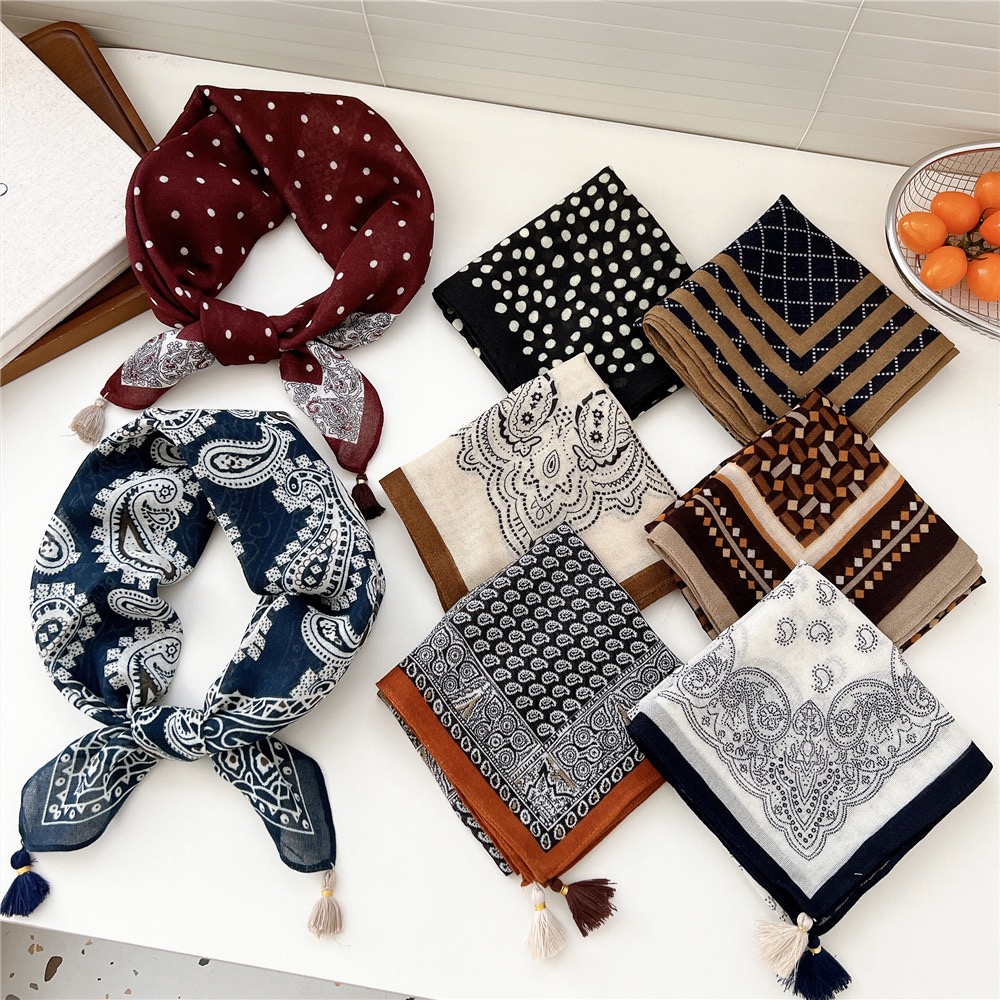 Vintage Tassel Square Scarf Wo - Bandana Cotton recension och pris